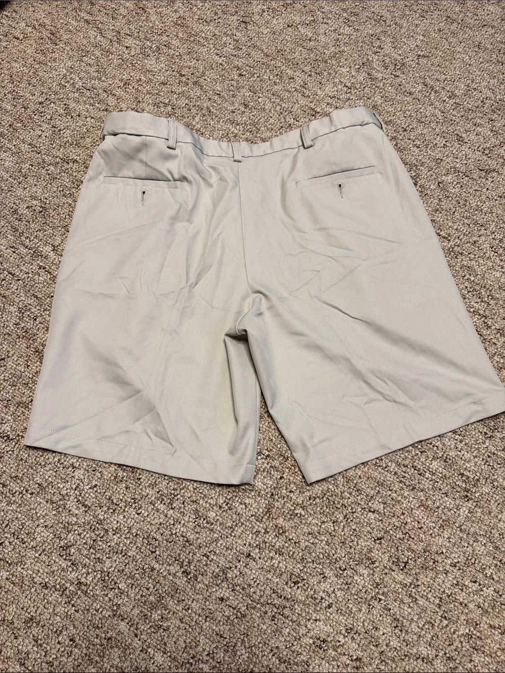 Men's Tan Flat-Front Performance Shorts - Picture 3 of 4